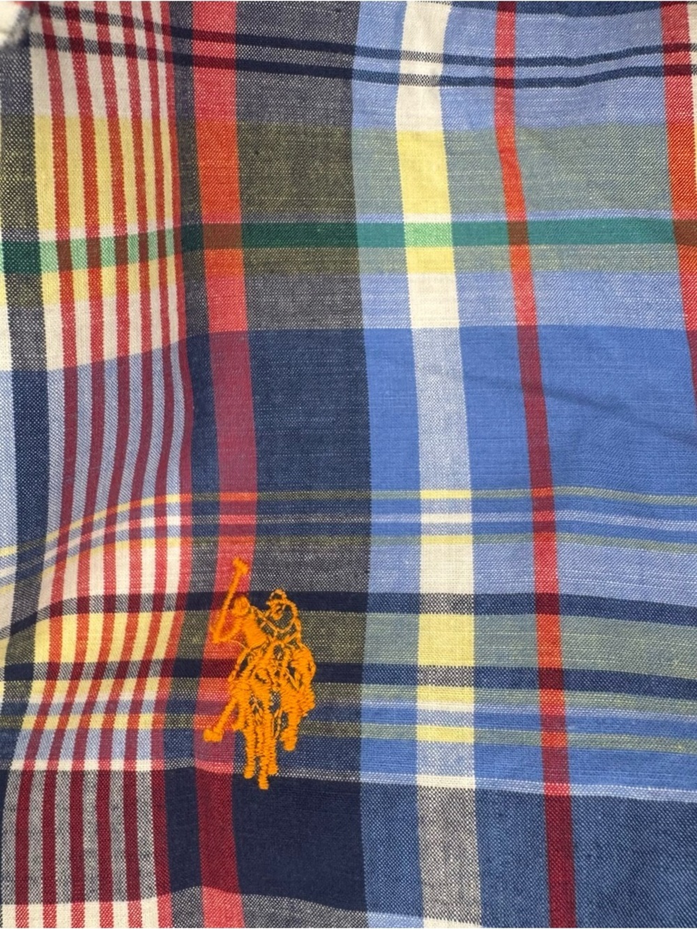 U.S. Polo Assn Plaid Shirt Dress M Blue Red Yellow Belted Button Front NWOT - Picture 6 of 12